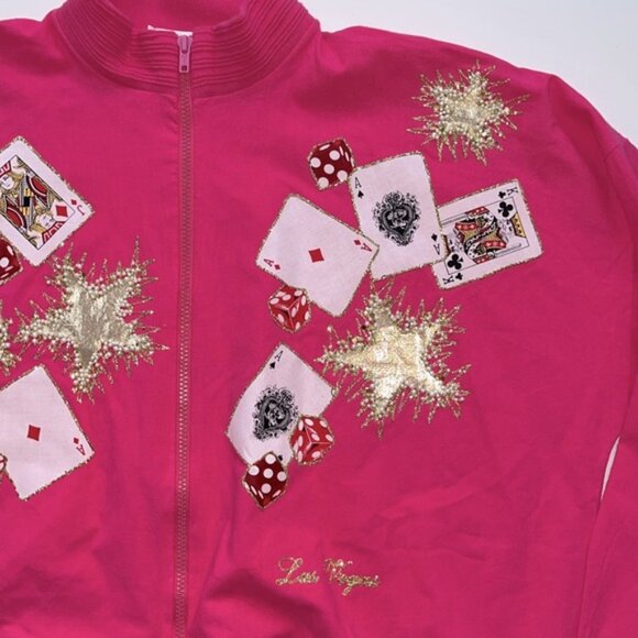 VINTAGE COTTON LAS VEGAS BOMBER JACKET WITH PLAYING CARDS FABULOUS APPLIQUÉS - Picture 8 of 10